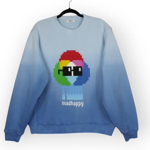 Large Madhappy x Nouns Crewneck Sweatshirt Blue GraphicPrint MadeInUSA - Picture 2 of 12